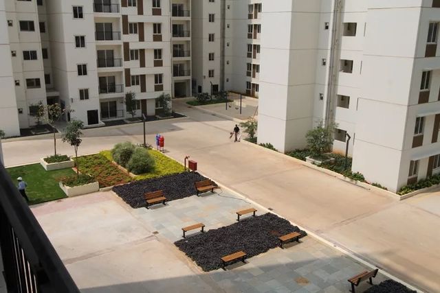 Landscaped courtyard seen from above